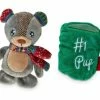 Petco Holiday Tails Bear And Mug Soft Plush Squeaky Dog Toys, 4-in, 2-pk