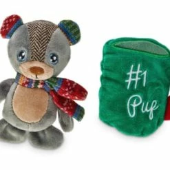 Petco Holiday Tails Bear And Mug Soft Plush Squeaky Dog Toys, 4-in, 2-pk