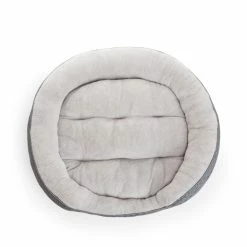 Petco Anti-Slip Round Plush Dog Bed, Washable, 46 X 38-in, Cream/Navy