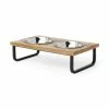 Petco Elevated Wood Double Diner With Stainless Steel Bowls, 1.25-cup -Spooky Pet World petco elevated wd dd w ss dog bowls 1 25 cup 7632bb92 baa5 49aa be50 deef306340b4