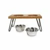 Petco Elevated Wood Double Diner With Stainless Steel Bowls, 4.6-cup