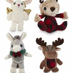 Petco Holiday Assorted Characters Soft Plush Squeaky Dog Toys, Assorted Styles, 4-in