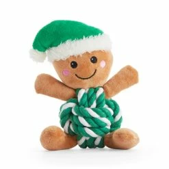 Petco Holiday Dog Plush Rope Gingerbread Toy, 6-in
