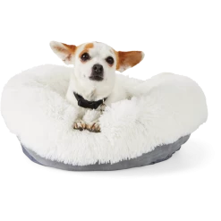Petco EveryYay Snooze Fest Calming Faux Fur Dog Bed, 18-in X 18-in, Grey/Cream -Spooky Pet World petco lavender scented calming dog bed x small fdcb861e faa8 4521 9cbc c5b8207c30a6