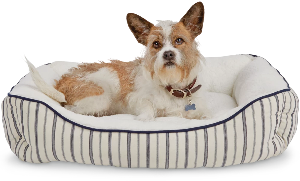 Petco Blue Nautical Striped Nester Faux Fur Dog Bed, Washable, 32-in X 24-in, White/Blue 6 Petco Blue Nautical Striped Nester Faux Fur Dog Bed, Washable, 32-in X 24-in, White/Blue - Image 4