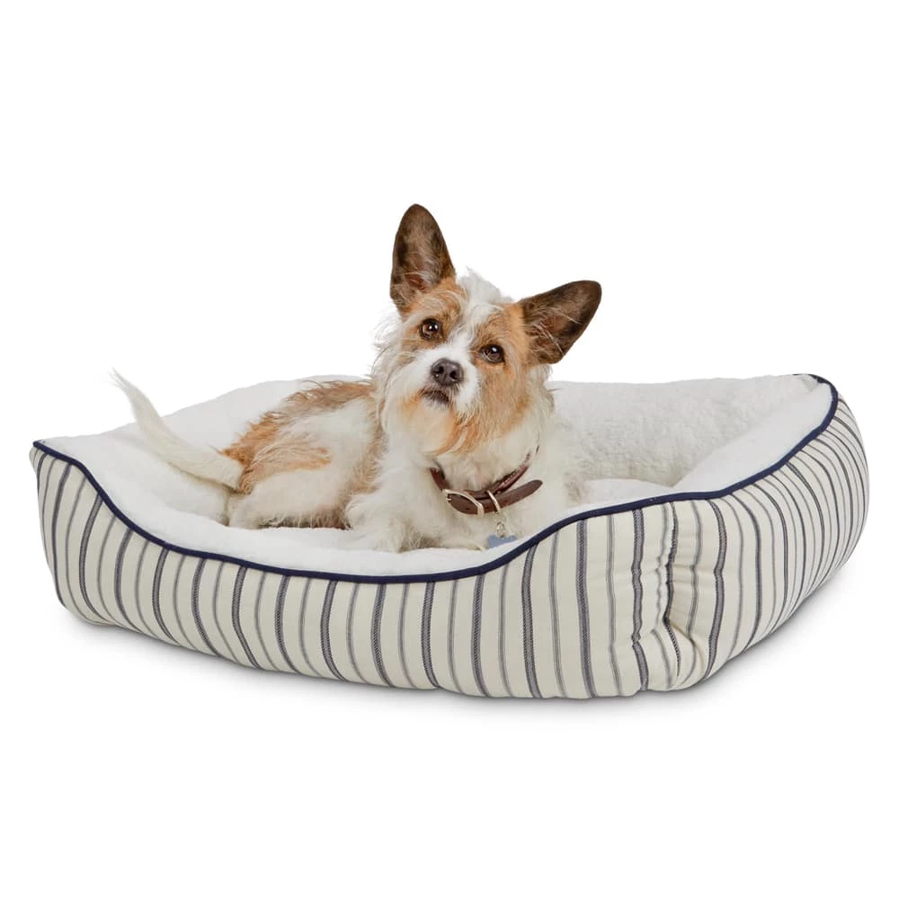 Petco Blue Nautical Striped Nester Faux Fur Dog Bed, Washable, 32-in X 24-in, White/Blue 7 Petco Blue Nautical Striped Nester Faux Fur Dog Bed, Washable, 32-in X 24-in, White/Blue - Image 5
