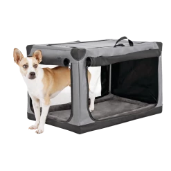 Petco Portable Canvas Dog Crate, Collapsible And Foldable, Assorted Sizes, Dark Grey