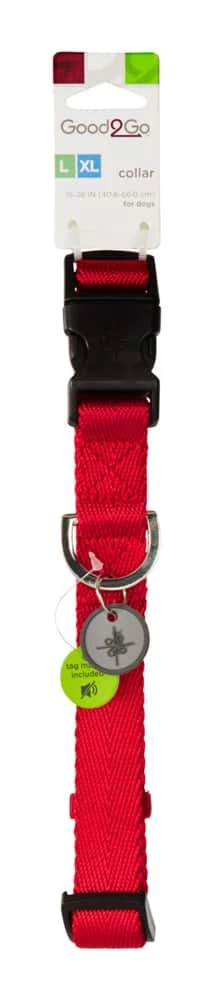 Petco Nylon Dog Collar, Adjustable, Includes Tag Muffer, Large/X-Large, Red 4 Petco Nylon Dog Collar, Adjustable, Includes Tag Muffer, Large/X-Large, Red - Image 2