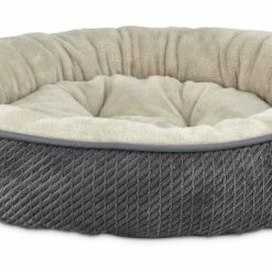 Petco EveryYay Snooze Fest Textured Round Bolster Cat Bed, Washable, 20-in X 20-in, Dark Grey