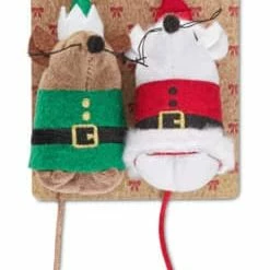 Petco Holiday Tails Santa & Elf Mice Cat Toy, 2-pk